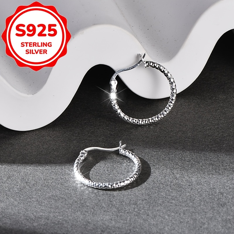 2pcs Women's Fashion Stud Earrings, Easy Circle 925 Silver Gift
